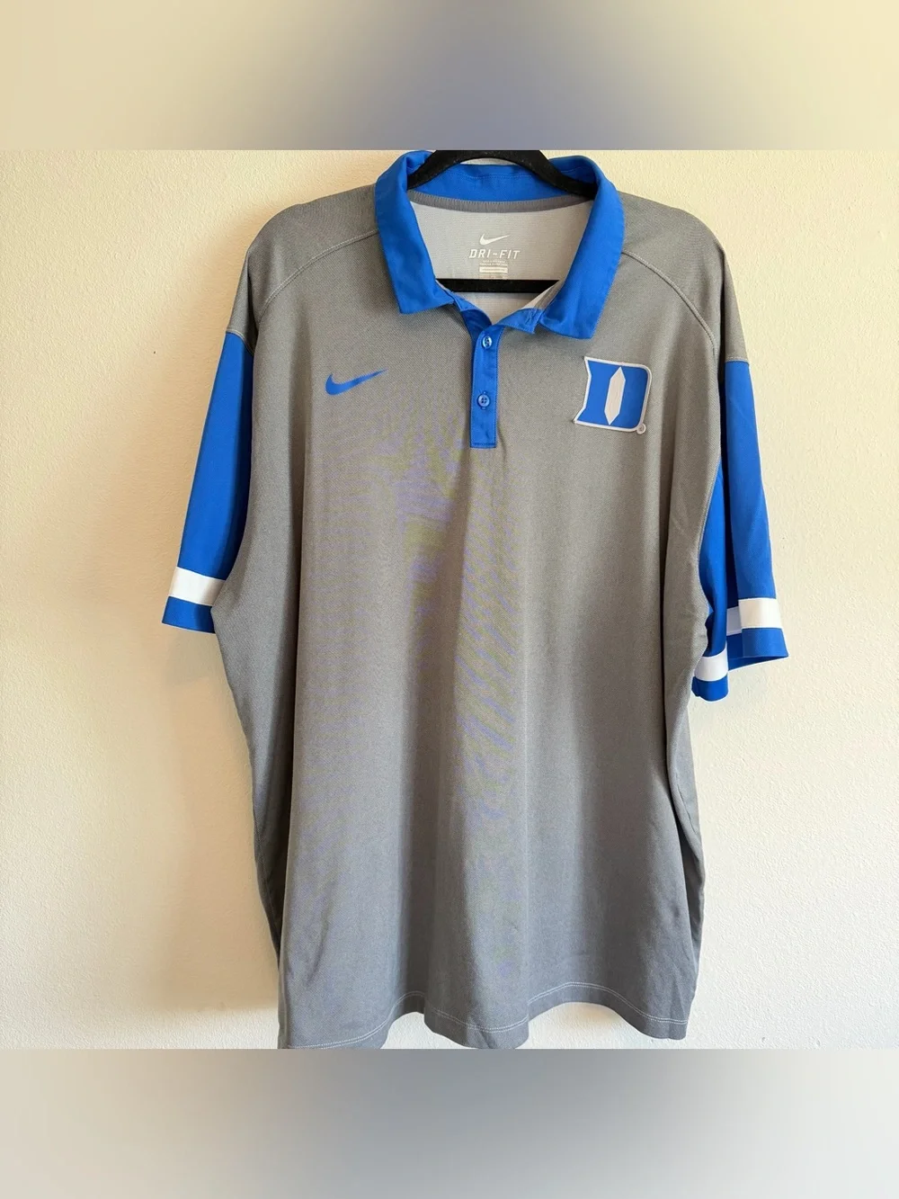 Nike Duke Blue Devils Polo Shirt Mens 3XL Gray Blue University Dri Fit